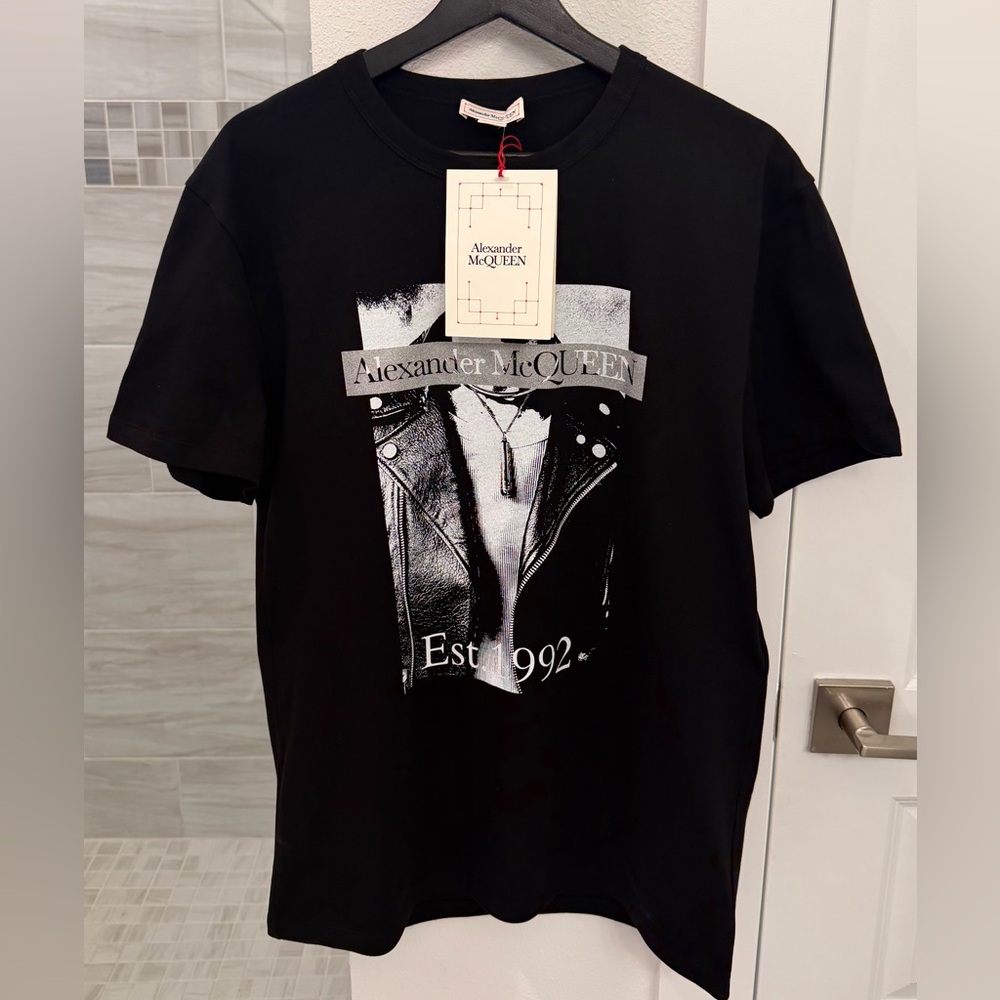 Alexander McQueen Black Graphic cotton T-shirt 💯 original